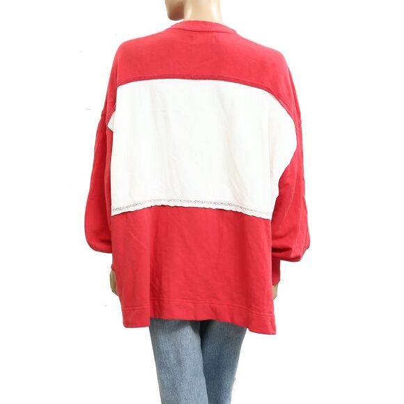 Free People Strawberry Sweatshirt Pullover Top Colorblocked Ribbed S New 283715 - Picture 4 of 6